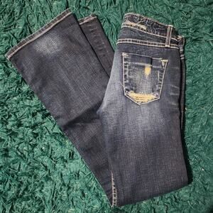 Vintage Stella Distressed Dark Wash Bootcut Jeans Y2K Grunge Denim 30x31